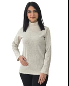 Boğazlı Düz Swaetshirt (Krem) thumbnail 1