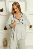 Limissi Viskon Loğusa Gri Pijama Takımı %100 Pamuk thumbnail 5