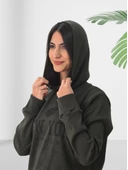 New York Baskılı Kapüşonlu Swaetshirt (Haki) thumbnail 4