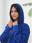 Air Baskılı Kapüşonlu Swaetshirt (Mavi) thumbnail 3