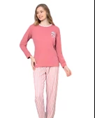 Love Kalp Desenli Pamuk Kadın Pijama Takımı (Pembe) thumbnail 1