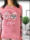 Joyfull Kurdela Desenli Kadın Polar Peluş Pijama Takımı (G. Kurusu) thumbnail 7