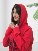 Baskılı Kapüşonlu Swaetshirt (Kırmızı) thumbnail 4