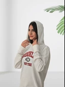 Brooklyn Baskılı Kapüşonlu Swaetshirt (Beyaz) thumbnail 4