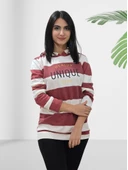 Unique Baskılı Kapüşonlu Swaetshirt (Kırmızı-Beyaz) thumbnail 2