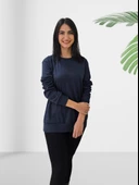 Düz Sıfır Yaka Sweatshirt (Lacivert) thumbnail 2