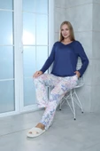 Limissi Viskon Desenli Lacivert Pijama Takımı %100 Pamuk thumbnail 5
