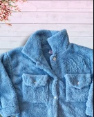 Düğmeli Dik Yaka Peluş Polar Baskılı Kız Çocuk Mont (Yeşil) - 4