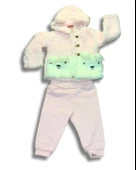 Peluş Montlu Kız Bebek Takım (Pembe) thumbnail 1