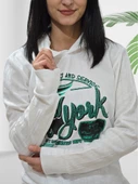 New York Kapüşonlu Swaetshirt (Beyaz-Yeşil) thumbnail 3