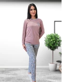 Love Dream Kalp Desenli Pamuk Kadın Pijama Takımı (G.Kurusu) thumbnail 2