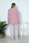 Limissi Viskon Büyük Beden Desenli Melisa Pudra Pijama Takımı %100 Pamuk - 5