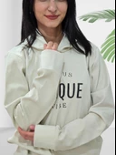 Unique Baskılı Kapüşonlu Swaetshirt (Krem) thumbnail 3