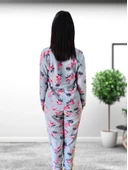 Flamingo Desenli Kadın Polar Peluş Pijama Takımı (Yeşil) thumbnail 6