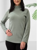 Boğazlı Düz Swaetshirt (Yeşil) thumbnail 6