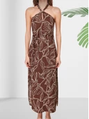 Boyundan Bağlamalı Halter Yaka Yırtmaçlı Elbise thumbnail 5