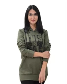 Baskılı Kapüşonlu Swaetshirt (Haki) thumbnail 1