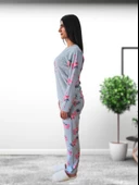 Happy Days Flamingo Desenli Kadın Polar Peluş Pijama Takımı (Yeşil) thumbnail 2