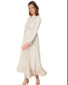 Volanlı Kareli Esnek Uzun Elbise thumbnail 1