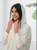 Düz Kapüşonlu Swaetshirt (Beyaz) thumbnail 3