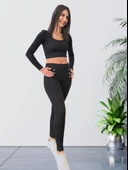 Toparlayıcı ve Sıkılaştırıcı Likralı Selanik Tayt (Siyah) thumbnail 4