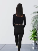 Yüksek Belli Toparlayıcı ve Sıkılaştırıcı Likralı Dalgıç Tayt (Siyah) thumbnail 5