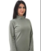 Boğazlı Düz Swaetshirt (Yeşil) thumbnail 1