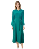 Düz Kuşaklı Yeşil Elbise thumbnail 1