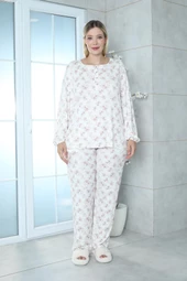 Limissi Viskon Büyük Beden Desenli Melisa Pijama Takımı %100 Pamuk - 6