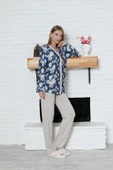 Limissi Viskon Desenli Lacivert Pijama Takımı %100 Pamuk - 7