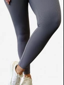 Yüksek Bel Toparlayıcı ve Sıkılaştırıcı Likralı Fitilli Şardonlu Tayt (Antrasit) thumbnail 8