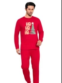 Baskılı Pamuk Erkek Yeni Yıl Pijama Takımı (Ho ho ho) thumbnail 1