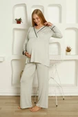 Limissi Viskon Loğusa Gri Pijama Takımı %100 Pamuk thumbnail 6