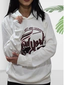 New York Kapüşonlu Swaetshirt (Beyaz-Kırmızı) thumbnail 3