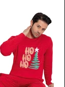 Baskılı Pamuk Erkek Yeni Yıl Pijama Takımı (Ho ho ho) thumbnail 2