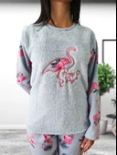 Happy Days Flamingo Desenli Kadın Polar Peluş Pijama Takımı (Yeşil) thumbnail 6