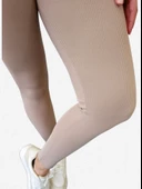 Yüksek Bel Toparlayıcı ve Sıkılaştırıcı Likralı Fitilli Şardonlu Tayt (S. Kahve) thumbnail 8