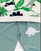 Dinozor Baskılı Günlük Mevsimlik Renkli Erkek Alt Üst Takım (Yeşil) thumbnail 5