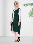 Tesettür Uzun Şifon Yeşil Yelek - 3