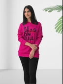 Be Season Baskılı Kapüşonlu Swaetshirt (Fuşya) thumbnail 4