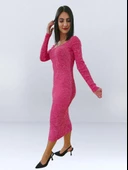 Fitted Kesim Pembe Mango Model Elbise - 6
