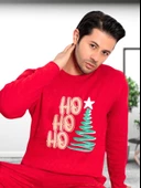 Baskılı Pamuk Erkek Yeni Yıl Pijama Takımı (Ho ho ho) thumbnail 4