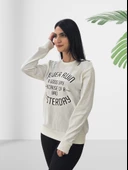 Never Run Baskılı 0 Yaka Sweatshirt (Beyaz) - 4