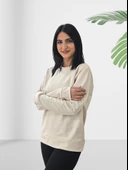 Düz Sıfır Yaka Sweatshirt (K. Beyaz) thumbnail 3