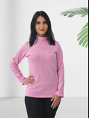 Boğazlı Düz Swaetshirt (Pembe) thumbnail 2