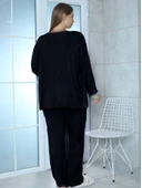 Limissi Viskon Büyük Beden Siyah Pijama Takımı %100 Pamuk thumbnail 3