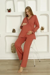 Limissi Viskon Loğusa Kırmızı Pijama Takımı %100 Pamuk thumbnail 7