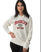 Brooklyn Baskılı Kapüşonlu Swaetshirt (Beyaz) thumbnail 1