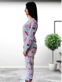 Flamingo Desenli Kadın Polar Peluş Pijama Takımı (Yeşil) thumbnail 2