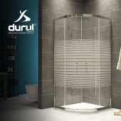 Durul Duşakabin 100x100 Oval Çizgili Cam Desen h:180cm. - 1